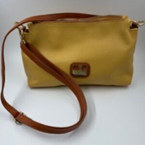 Valentina Women's Yellow Pebbled Leather Crossbody Bag with Adjustable Strap